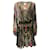 Camilla Multi Print Dress with Ruched Waist and Rhinestone Neckline Multiple colors Silk  ref.980374