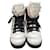Chanel 18Botas de inverno B Nylon Couro com cordões Coco Neige Bege  ref.980800