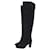 Botas Chanel de ante negras sobre la rodilla Negro Suecia  ref.980801