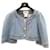 CHANEL Cropped Denim Pearl Button Jacket Bolero Blue Cotton  ref.980820
