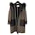 Fendi Black Brown Logo Print Wool Fur Trim Coat Multiple colors  ref.980997