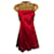 KAREN MILLEN Damen-Minikleid aus rotem Satin mit Trägern, Fit & Flare, Blasensaum, UK 10  ref.981744