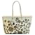 FENDI Zucca Spalmati Floral Embroidered Large Roll Tote Bag White Leather  ref.982465