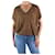 Brunello Cucinelli Brown sleevless v-neck jewel sweater - size M Linen  ref.983621