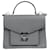MCM Bolsa com alça superior em couro texturizado cinza e detalhes prateados  ref.985346