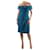 Alberta Ferretti Robe midi bleue à épaules dénudées - taille UK 10 Soie  ref.985518