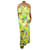 Autre Marque Vestido largo floral amarillo con cinturón - talla M Seda  ref.985677