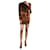 Saint Laurent Vestido de um ombro com estampa de leopardo em veludo laranja - tamanho FR 34 Seda  ref.985681