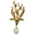 Christian Dior Goldener Baumring mit Perlentropfen  ref.986203