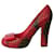 Autre Marque Red print platform high heels - size EU 37.5 Leather  ref.986825
