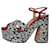 Rochas Black floral platform sandal heels - size EU 37 Leather  ref.986900