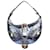 Versace Petit sac Hobo bleu métallisé Repeat Cuir  ref.987054