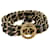 CHANEL Chain Belt Metal Leather Gold Tone Black CC Auth ar9801b  ref.987335