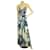 Camilla Blue White Floral Beaded Pleated Sleeveless Open Back Maxi dress size S Multiple colors Silk  ref.988032