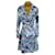 Autre Marque Max Mara Womens Blue Floral Wool Belted Trench Coat Size L IT EU 42 UK 14 White  ref.988655