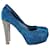 Zapatos de tacón con acento Sergio Rossi en ante azul Suecia  ref.989334