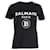 Balmain T-shirt à logo imprimé et boutons en coton noir  ref.989343