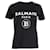 Balmain T-Shirt mit Logo-Print und Knopfverzierung aus schwarzer Baumwolle  ref.989343