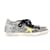 Golden Goose Super Star Distressed Glittered Leopard-print Trainers in Silver Leather Silvery  ref.990012