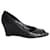 Salvatore Ferragamo Zapatos de tacón con cuña y punta abierta en cuero negro  ref.990076
