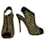 Alexander McQueen Peeptoe-Stiefeletten aus schwarzem Leder mit goldfarbenen Ösen, Gr 40  ref.990275