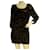 Juicy Couture Black Silky Devore Velour Floral Beaded Mini Dress Size 8 Viscose  ref.990293