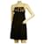 Temperley London Temperley Black Silk Gold Embroidery Spaghetti Straps Mini Dress size UK 12  ref.990363
