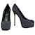 NWOB Yves Saint Laurent Blue Suede Tribute Tribtoo Heels Platform Pumps 40 Shoes  ref.991110