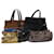 Coach Signature Shoulder Bag Nylon Leather 5Set Brown Black Green Auth ar9859 Dark green  ref.991231