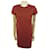 Hermès NEW HERMES EMBROIDERED POCKET TSHIRT DRESS RED TERRACOTTA S 36 dress Cotton  ref.991698