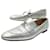 CHANEL G SHOES33153 CC LOGO LOAFERS IN SILVER LEATHER 38.5 Loafers Silvery  ref.991778
