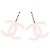 Boucles d'oreilles CC en plastique rose Chanel