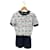 ***CHANEL Coupe-cousu et jupe en tricot fantaisie à manches courtes Coton Polyester Nylon Rayon Blanc  ref.993757