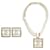 Chanel 23P set CC in square XL Necklace earrings Golden Metal  ref.993844