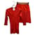 ***CHANEL  rib cardigan setup Red Cotton Polyester  ref.995032