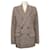 Bottega Veneta Blazer croisé en tweed marron avec doublure à chevrons Viscose  ref.997334