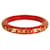 Bracciale rigido Louis Vuitton Thin Inclusion PM rosso corallo con paillettes in resina dorata  ref.998694