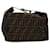 FENDI Zucca Canvas Vanity Hand Bag Nylon Brown Black Auth 48013  ref.998943
