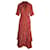 Vestido largo floral cruzado Ganni en viscosa roja Fibra de celulosa  ref.1009640