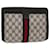 GUCCI GG Canvas Sherry Line Clutch Bag PVC Leather Navy Red Auth yk7860 Navy blue  ref.1009708