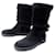 LOUIS VUITTON SNOWY FLAT HALF BOOT SHOES 36.5 37 FURRED SHEARLING Black Suede  ref.1010718