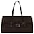 FENDI Zucchino Canvas Shoulder Bag Leather Dark Brown Auth bs6815  ref.1011129