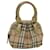 BURBERRY Nova Check Hand Bag PVC Leather Beige Gold Auth 49100 Golden  ref.1012356