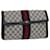 GUCCI GG Canvas Sherry Line Clutch Bag PVC Leather Navy Red Auth 49081 Navy blue  ref.1013427