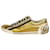 Gucci Goldene, glitzernde Logo-Sneaker mit Schriftzug – Größe EU 37.5 Leder  ref.1014059