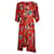 Diane Von Furstenberg Robe portefeuille à fleurs en soie orange  ref.1014457