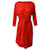 Diane Von Furstenberg Taillenwickel-Krawattenkleid aus roter Baumwolle  ref.1014510