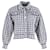 Jaqueta cortada de tweed xadrez Sandro Jayce em algodão azul e branco  ref.1014622