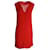 Sandro Paris ärmelloses Kleid mit Spitzenbesatz und V-Ausschnitt in rotem Cupro Viskose Zellulosefaser  ref.1014663