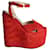 Sandale compensée à plateforme Gucci Sally en daim rouge Suede  ref.1014682
